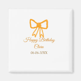 Yellow orange bow watercolor retro Happy Geburtsta Magnet