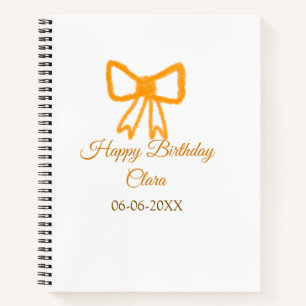 Yellow orange bow watercolor retro Happy Geburtsta Notizblock