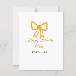 Yellow orange bow watercolor retro Happy Geburtsta Postkarte