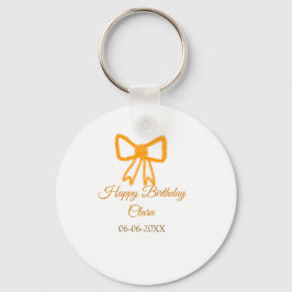 Yellow orange bow watercolor retro Happy Geburtsta Schlüsselanhänger