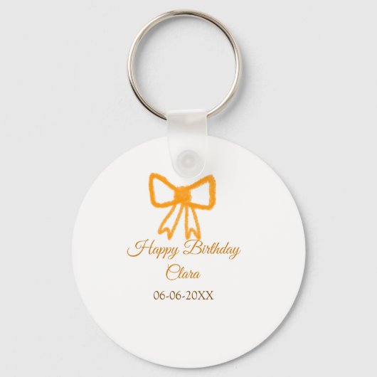 Yellow orange bow watercolor retro Happy Geburtsta Schlüsselanhänger (Vorderseite)