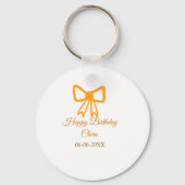 Yellow orange bow watercolor retro Happy Geburtsta Schlüsselanhänger (Rückseite)