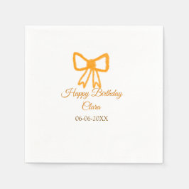 Yellow orange bow watercolor retro Happy Geburtsta Serviette