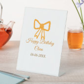 Yellow orange bow watercolor retro Happy Geburtsta Sockelschild (In Situ)
