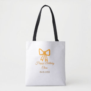 Yellow orange bow watercolor retro Happy Geburtsta Tasche