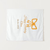 Yellow orange bow watercolor retro Happy Geburtsta Wandteppich (Vorderseite (Horizontal))