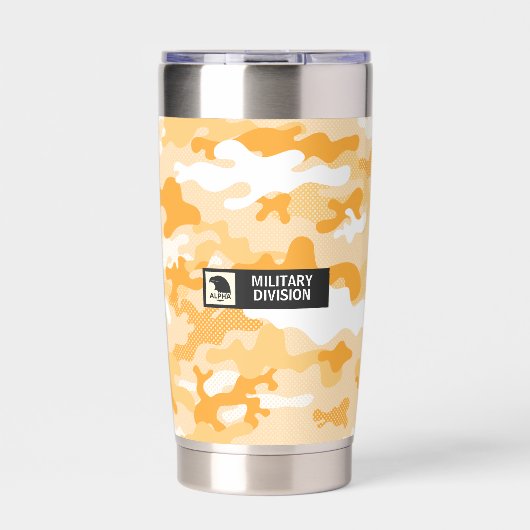 Yellow Orange Camouflage Pattern Thermobecher (Vorderseite)