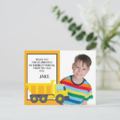 Yellow Orange Dump Truck Birthday Foto Vielen Dank Postkarte (Stehend Vorderseite)