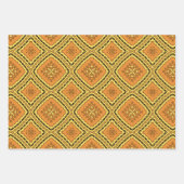 Yellow Orange Ethnic Boho geometrische Muster Geschenkpapier Set (Vorderseite)