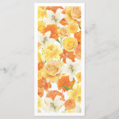 Yellow Orange Floral Custom Guest Name Garden Menu Menükarte (Rückseite)