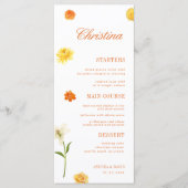 Yellow Orange Floral Custom Guest Name Garden Menu Menükarte (Vorderseite)