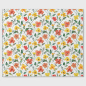 Yellow Orange Flowers Birthday Geschenkpapier (Flach)