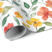 Yellow Orange Flowers Birthday Geschenkpapier (Rolleneckpunkt)