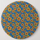 Yellow Orange Flowers Pattern Button (Vorderseite)