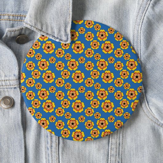 Yellow Orange Flowers Pattern Button (Beispiel)
