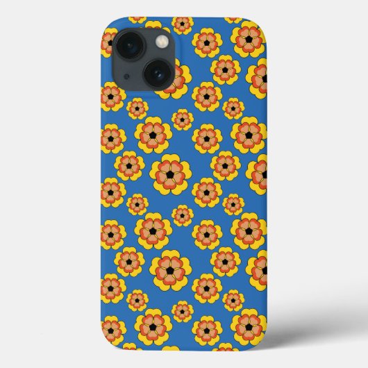 Yellow Orange Flowers Pattern Case-Mate iPhone Hülle (Rückseite)