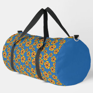 Yellow Orange Flowers Pattern Duffle Bag