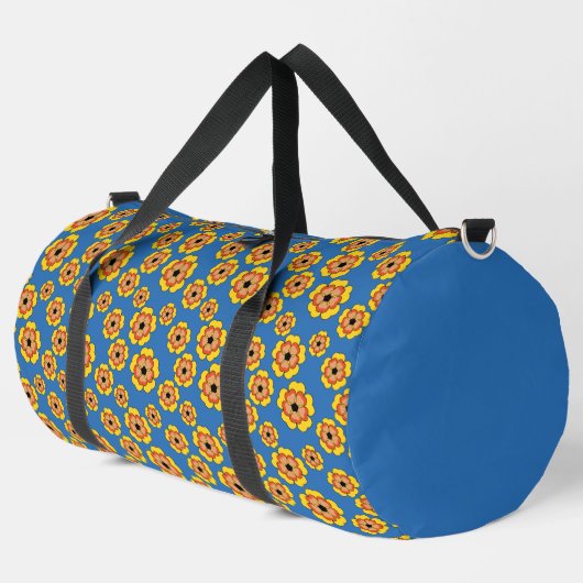 Yellow Orange Flowers Pattern Duffle Bag (Linke Ecke)