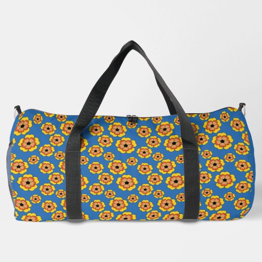 Yellow Orange Flowers Pattern Duffle Bag (Rückseite)