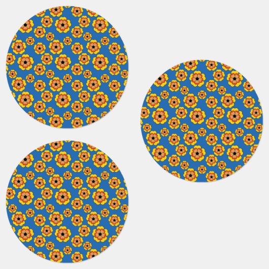 Yellow Orange Flowers Pattern Etiketten (Gruppe)