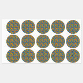 Yellow Orange Flowers Pattern Etiketten (Blatt)
