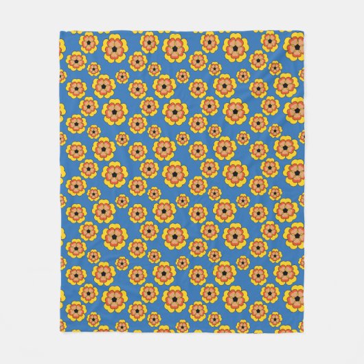 Yellow Orange Flowers Pattern Fleecedecke (Vorderseite)