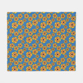 Yellow Orange Flowers Pattern Fleecedecke (Vorderseite (Horizontal))