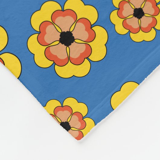 Yellow Orange Flowers Pattern Fleecedecke (Ecke)