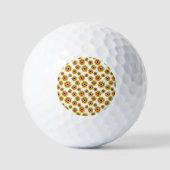 Yellow Orange Flowers Pattern Golfball (Vorderseite)