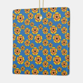 Yellow Orange Flowers Pattern Keramikornament (Links)