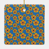 Yellow Orange Flowers Pattern Keramikornament (Rückseite)
