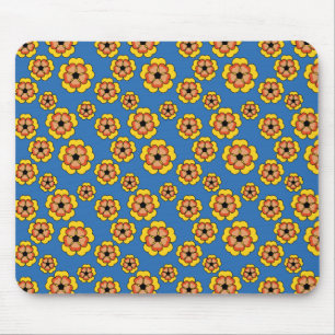 Yellow Orange Flowers Pattern Mousepad