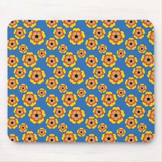 Yellow Orange Flowers Pattern Mousepad (Vorne)