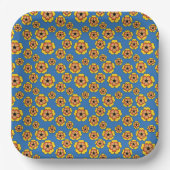 Yellow Orange Flowers Pattern Pappteller (Vorderseite)