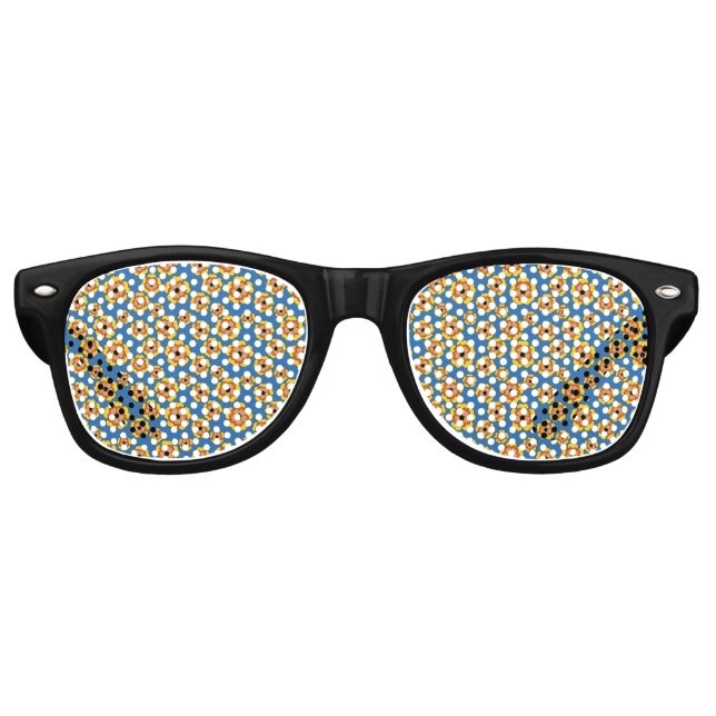 Yellow Orange Flowers Pattern Partybrille (Vorderseite)