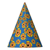 Yellow Orange Flowers Pattern Partyhütchen (Rückseite)