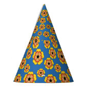 Yellow Orange Flowers Pattern Partyhütchen (Links)