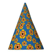 Yellow Orange Flowers Pattern Partyhütchen (Rechts)