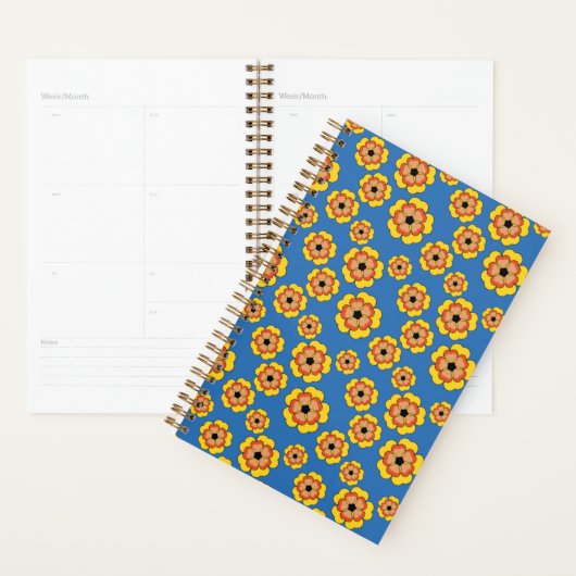 Yellow Orange Flowers Pattern Planer (Anzeige)