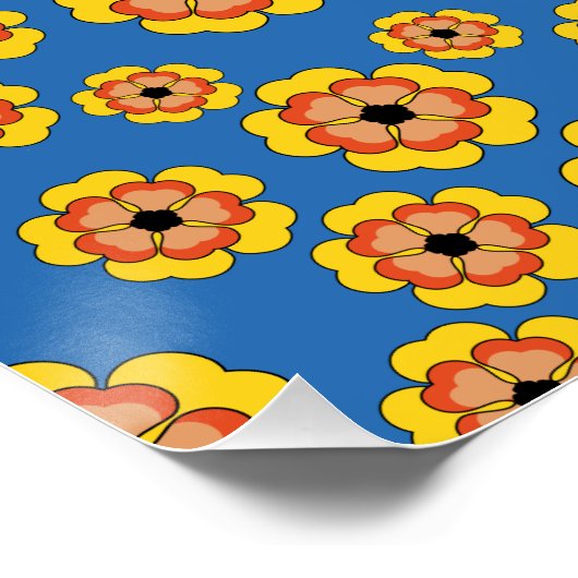 Yellow Orange Flowers Pattern Poster (Ecke)