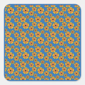 Yellow Orange Flowers Pattern Quadratischer Aufkleber (Vorderseite)