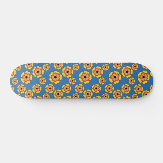 Yellow Orange Flowers Pattern Skateboard (Horizontal)