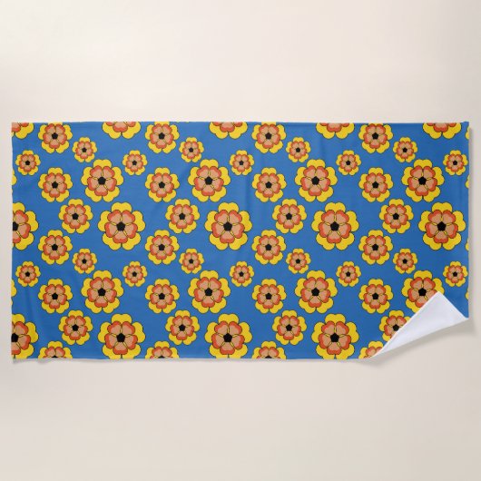 Yellow Orange Flowers Pattern Strandtuch (Vorderseite)