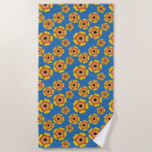 Yellow Orange Flowers Pattern Strandtuch (Vorderseite)