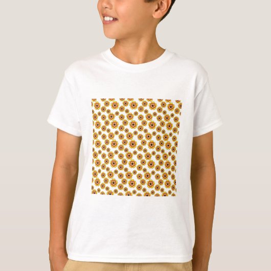 Yellow Orange Flowers Pattern T-Shirt (Vorderseite)