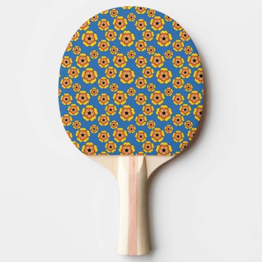 Yellow Orange Flowers Pattern Tischtennis Schläger (Vorderseite)