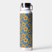 Yellow Orange Flowers Pattern Trinkflasche (Rückseite)