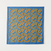 Yellow Orange Flowers Pattern Wandteppich (Vorderseite (Horizontal))