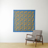 Yellow Orange Flowers Pattern Wandteppich (Beispiel (Horizontal))