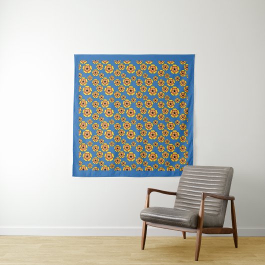 Yellow Orange Flowers Pattern Wandteppich (Beispiel)